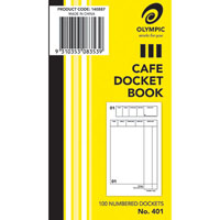 olympic 401 cafe docket book single ply 100 page 70 x 125mm pack 10