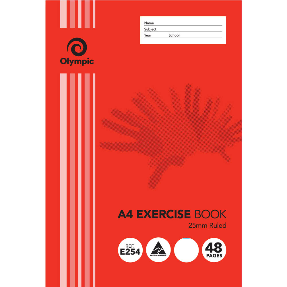 Image for OLYMPIC E254 EXERCISE BOOK 25MM RULED 55GSM 48 PAGE A4 from Ezi Office Supplies Gold Coast Office National
