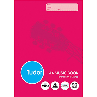 Image for TUDOR MUSIC BOOK 8MM FEINT AND STAVED 96 PAGE 225 X 175MM from OFFICE NATIONAL CANNING VALE