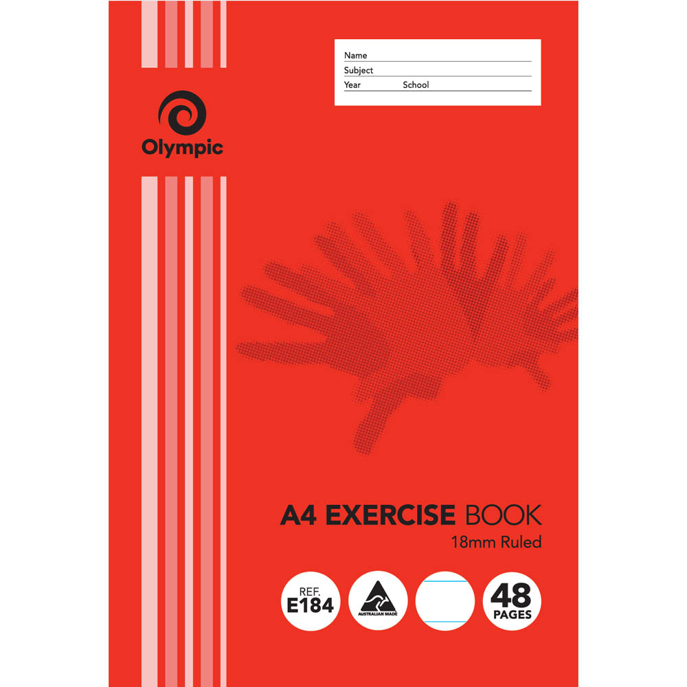 Image for OLYMPIC E184 EXERCISE BOOK 18MM RULED 55GSM 48 PAGE A4 from PaperChase Office National