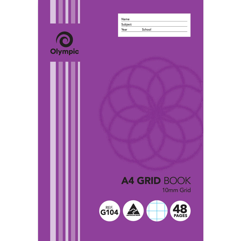 Image for OLYMPIC G104 GRID BOOK 10MM GRID 48 PAGE 55GSM A4 from OFFICE NATIONAL CANNING VALE
