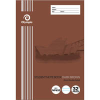 olympic np632 exercise book nsw ruling double ruled 6mm 55gsm 32 page 250 x 176mm dark brown pack 20