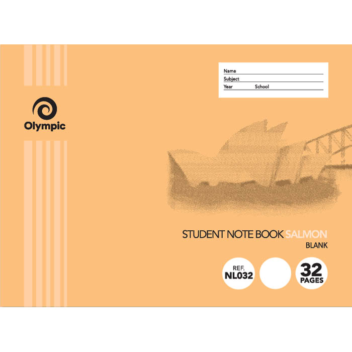Image for OLYMPIC NL032 EXERCISE BOOK NSW RULING BLANK 55GSM 32 PAGE 176 X 240MM PINK SALMON PACK 20 from Axsel Office National