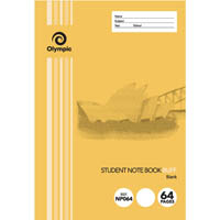 olympic np064 exercise book nsw ruling blank 55gsm 64 page 250 x 176mm buff pack 20