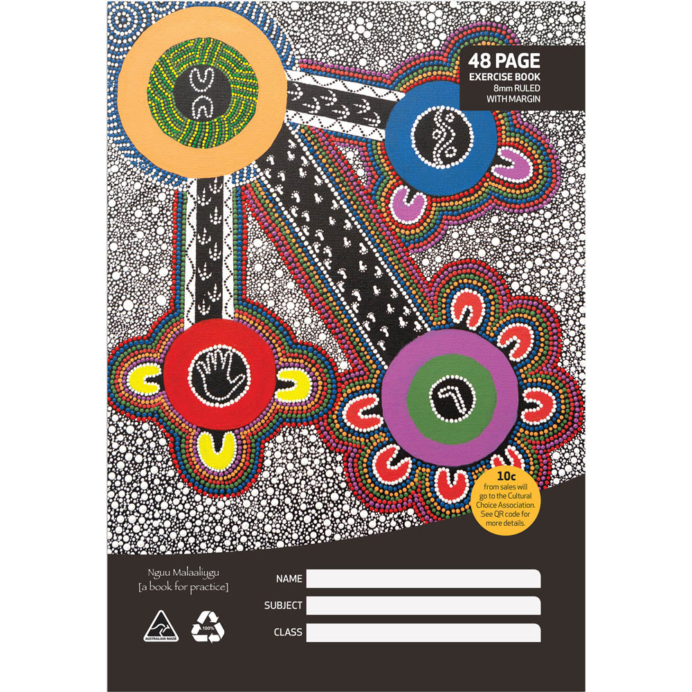 Image for CULTURAL CHOICE EXERCISE BOOK 8MM RULED 70GSM 48 PAGE A4 MOTIF from Office National Capalaba