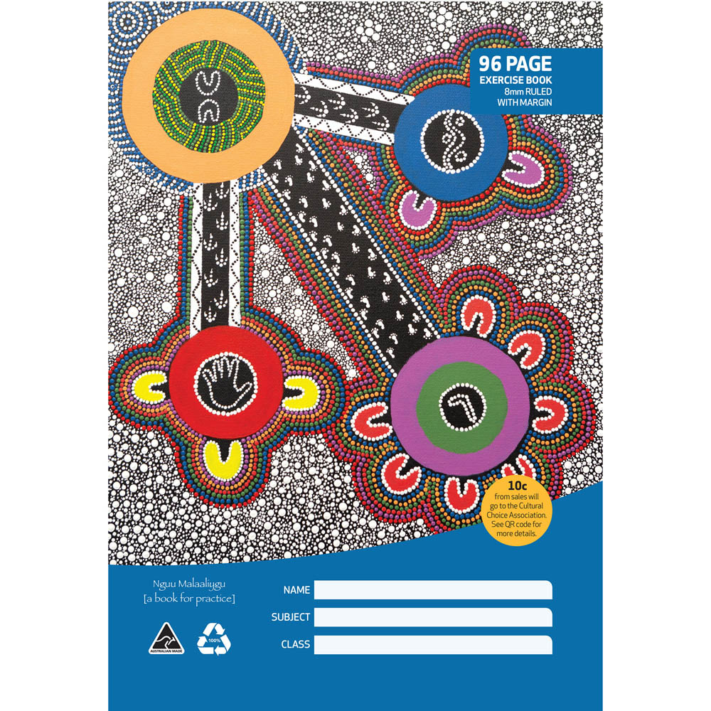 Image for CULTURAL CHOICE EXERCISE BOOK 8MM RULED 70GSM 96 PAGE A4 MOTIF from Office National Capalaba