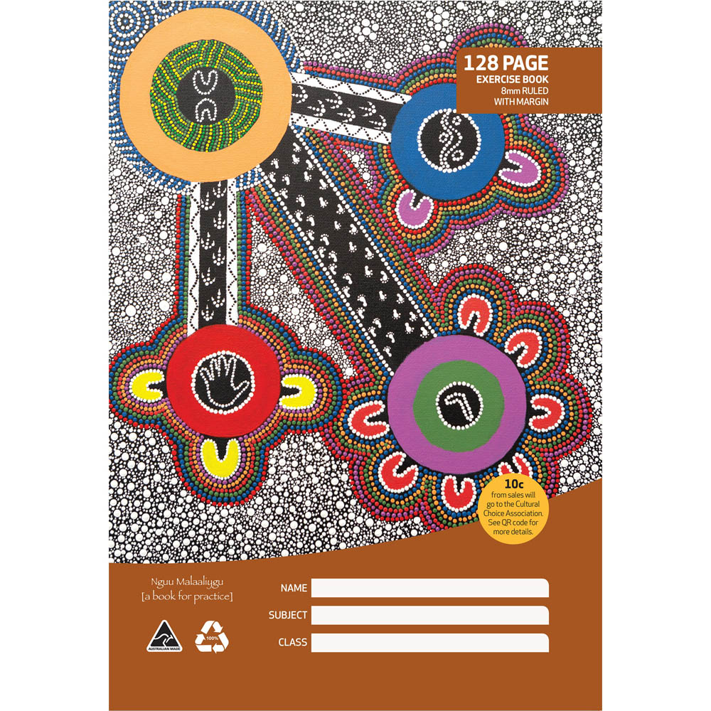 Image for CULTURAL CHOICE EXERCISE BOOK 8MM RULED 70GSM 128 PAGE A4 MOTIF from Office National Capalaba
