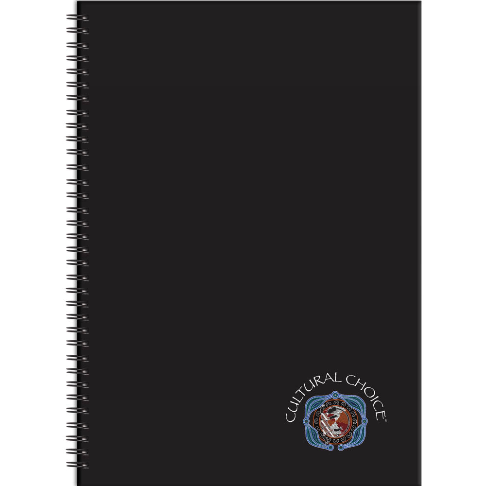 Image for CULTURAL CHOICE NOTEBOOK HARD COVER 8MM RULED 70GSM 120 PAGE A4 BLACK from Office National Riverina