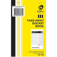 olympic 402 take-away docket book single ply 100 page 93 x 150mm pack 5