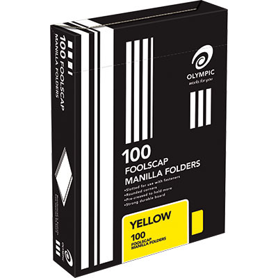Image for OLYMPIC MANILLA FOLDER FOOLSCAP YELLOW BOX 100 from Surry Office National