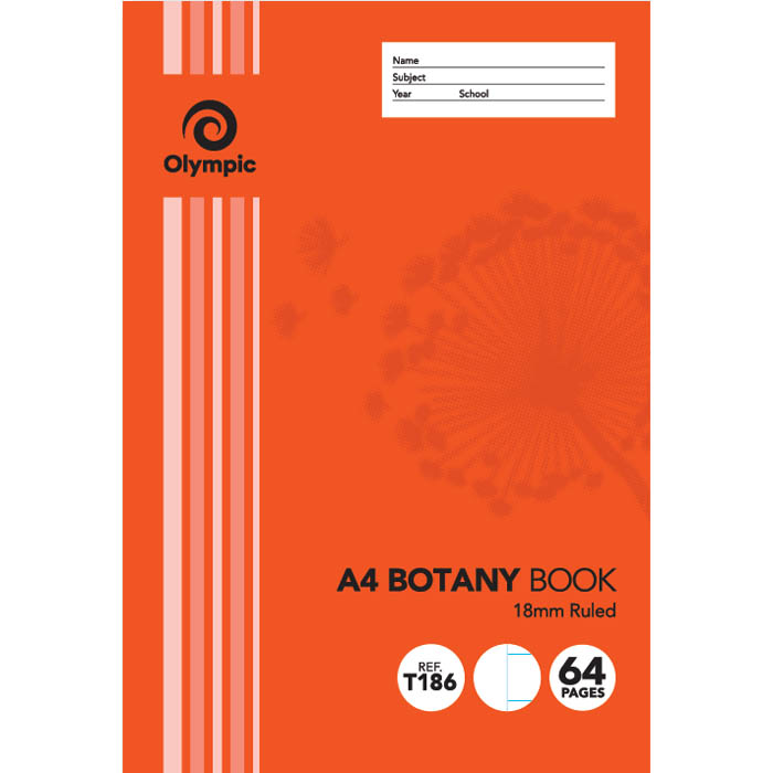 Image for OLYMPIC T186I BOTANY BOOK 18MM RULED 55GSM 64 PAGE A4 from Office National Hobart