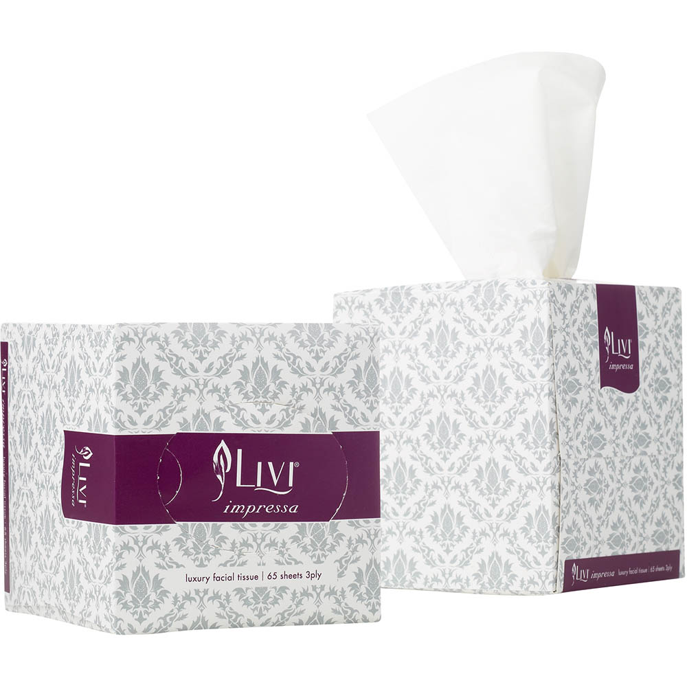 Image for LIVI IMPRESSA FACIAL TISSUES CUBE SHEA BUTTER LOTION 3-PLY 65 SHEET from Mackay Business Machines (MBM) Office National