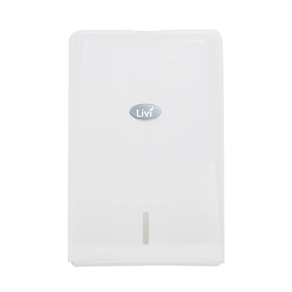 Image for LIVI COMPACT INTERLEAVE TOWEL DISPENSER 350 X 86 X 230MM WHITE from Ezi Office Supplies Gold Coast Office National