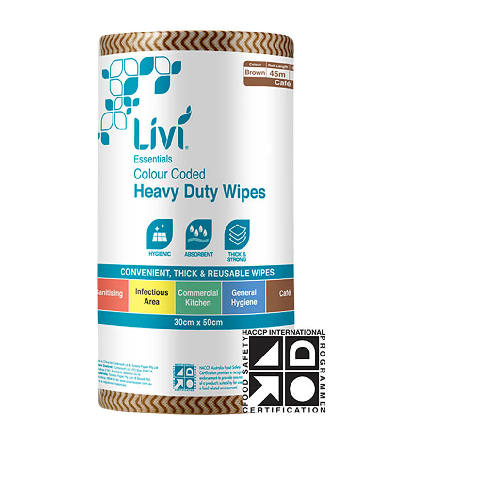 Image for LIVI ESSENTIALS COMMERCIAL WIPES BROWN CARTON 4 from Copylink Office National