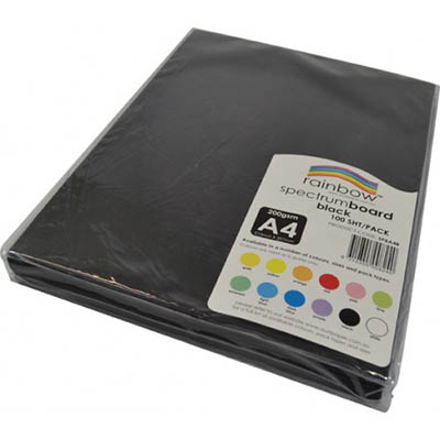Image for RAINBOW SPECTRUM BOARD 220GSM A4 BLACK PACK 100 from Our Town & Country Office National