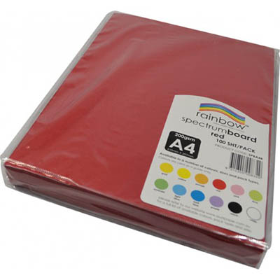 Image for RAINBOW SPECTRUM BOARD 220GSM A4 RED PACK 100 from Office National Capalaba