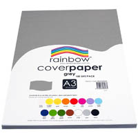 rainbow cover paper 125gsm a3 grey pack 100