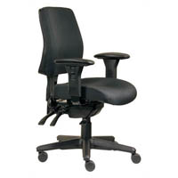 ergoselect spark ergonomic chair medium back 3 lever seat slide black nylon base adjustable arms black