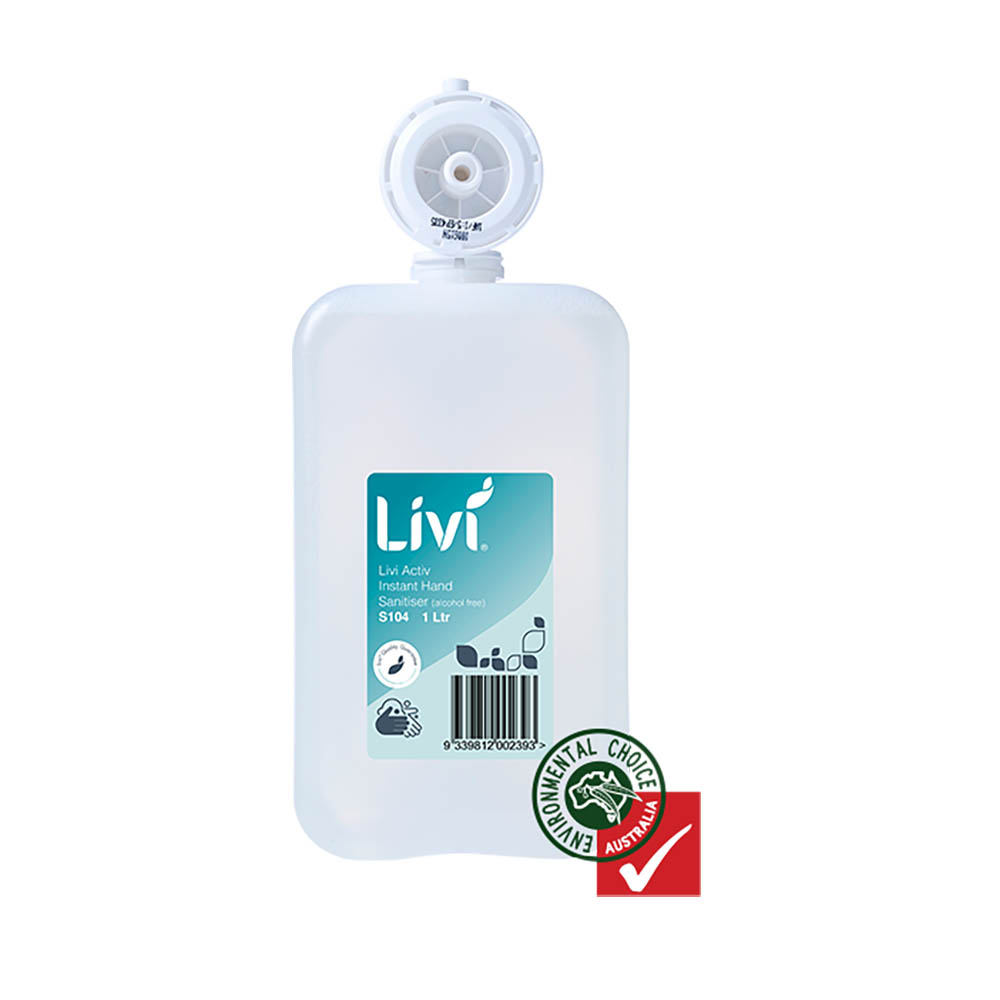 Image for LIVI ACTIV INSTANT HAND SANITISER ALCOHOL FREE 1L CARTON 6 from Pirie Office National
