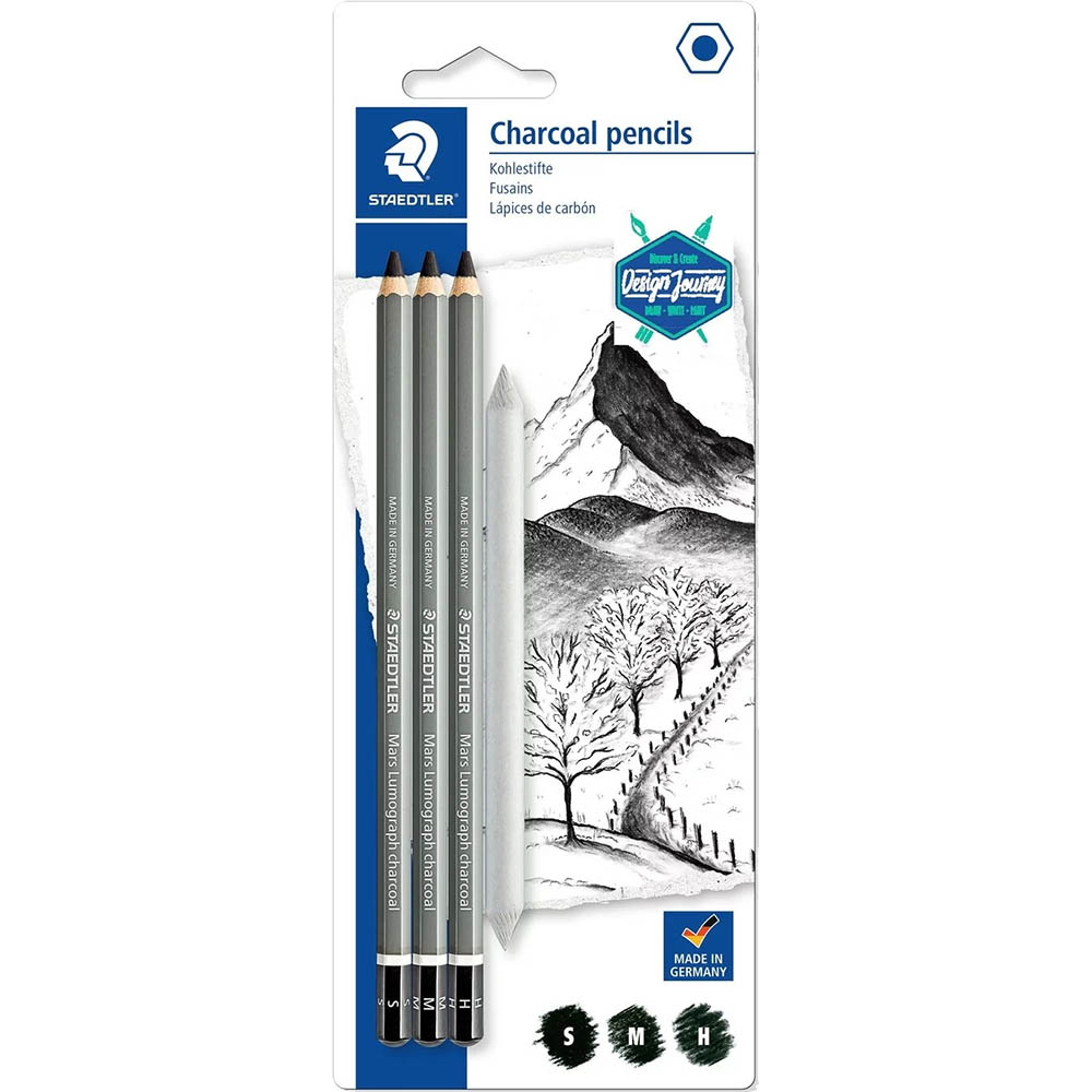 Image for STAEDTLER 100C MARS LUMOGRAPH CHARCOAL PENCIL AND PAPER STUMP PACK 3 from Coleman's Office National
