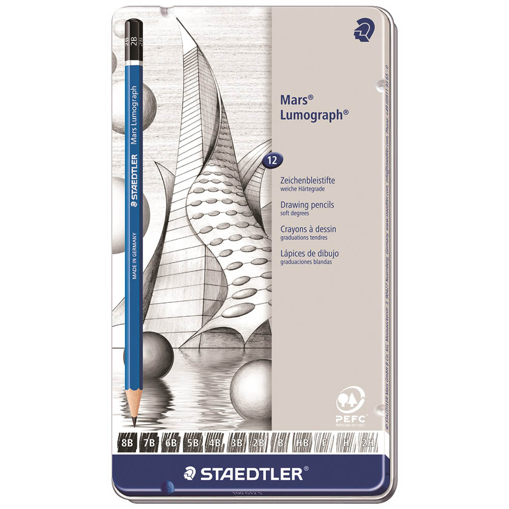 Image for STAEDTLER 100 MARS LUMOGRAPH SKETCHING PENCIL ASSORTED DEGREES BOX 12 from Angletons Office National