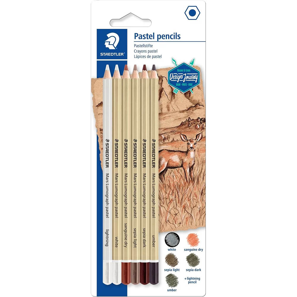 Image for STAEDTLER 100P MARS LUMOGRAPH PASTEL PENCIL ASSORTED PACK 6 from Angletons Office National