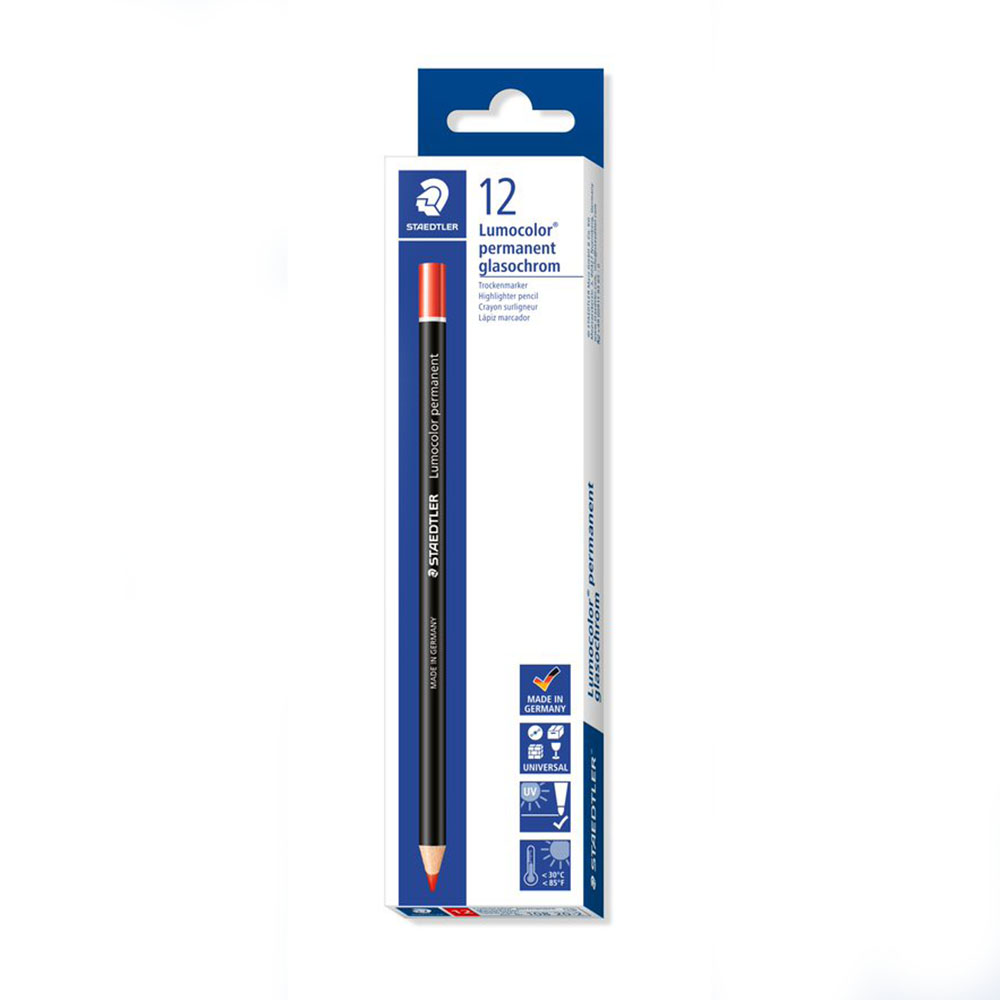 Image for STAEDTLER 108 LUMOCOLOR PERMANENT GLASOCHROM PENCILS RED BOX 12 from PaperChase Office National