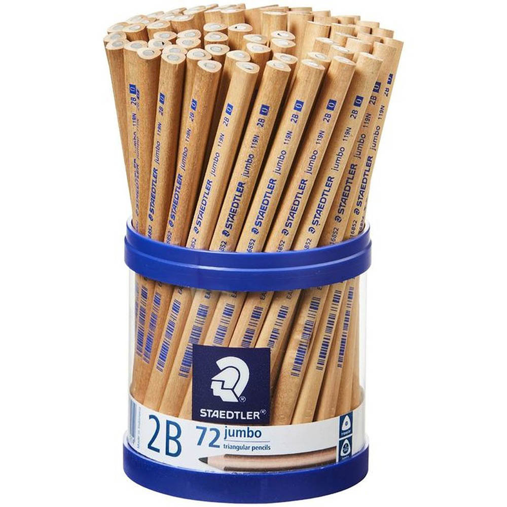 Image for STAEDTLER 119 NATURAL JUMBO TRIANGULAR PENCIL 2B TUB 72 from Aztec Office National