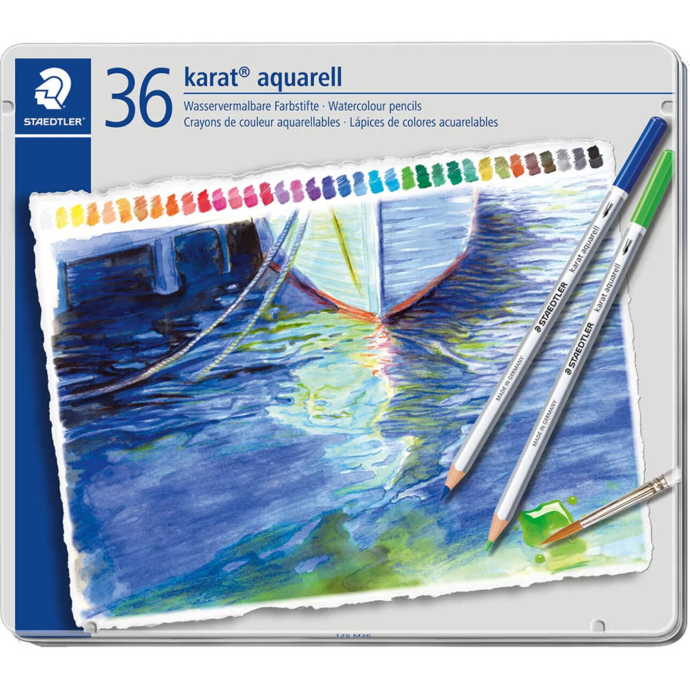 Image for STAEDTLER 125 KARAT AQUARELL WATERCOLOUR PENCILS ASSORTED PACK 36 from Office National Perth CBD