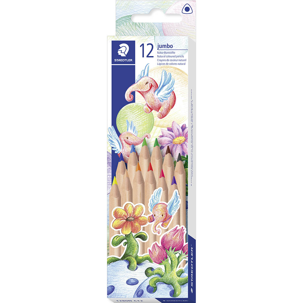 Image for STAEDTLER 128 NATURAL JUMBO TRIANGULAR COLOURED PENCILS ASSORTED PACK 12 from Office National