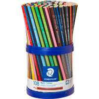 staedtler 187 noris club triangular coloured pencils assorted tub 108