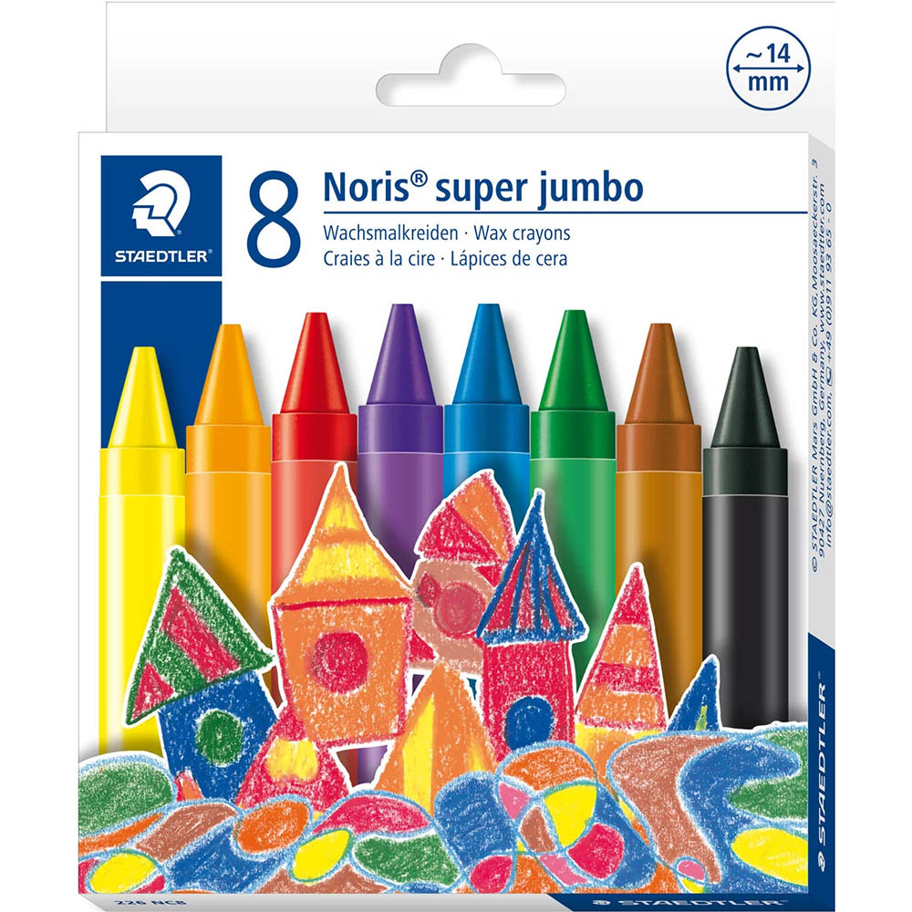 Image for STAEDTLER 226 NORIS SUPER JUMBO WAX CRAYONS ASSORTED PACK 8 from Office National Balcatta