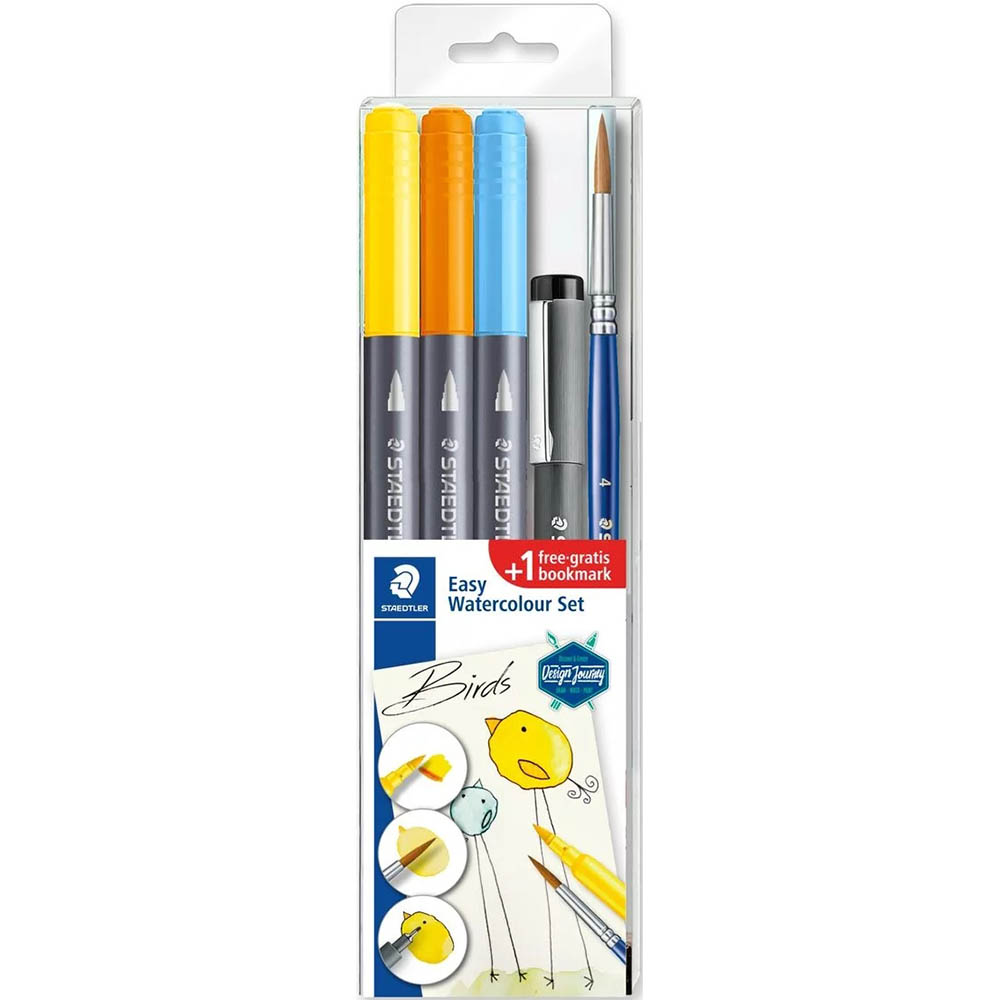 Image for STAEDTLER 3001 DOUBLE ENDED WATERCOLOUR BRUSH PENS BIRDS SET from Chris Humphrey Office National