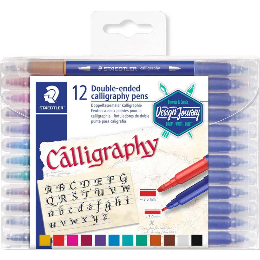 Image for STAEDTLER 3002 CALLIGRAPHY MARKERS DOUBLE ENDED ASSORTED PACK 12 from PaperChase Office National