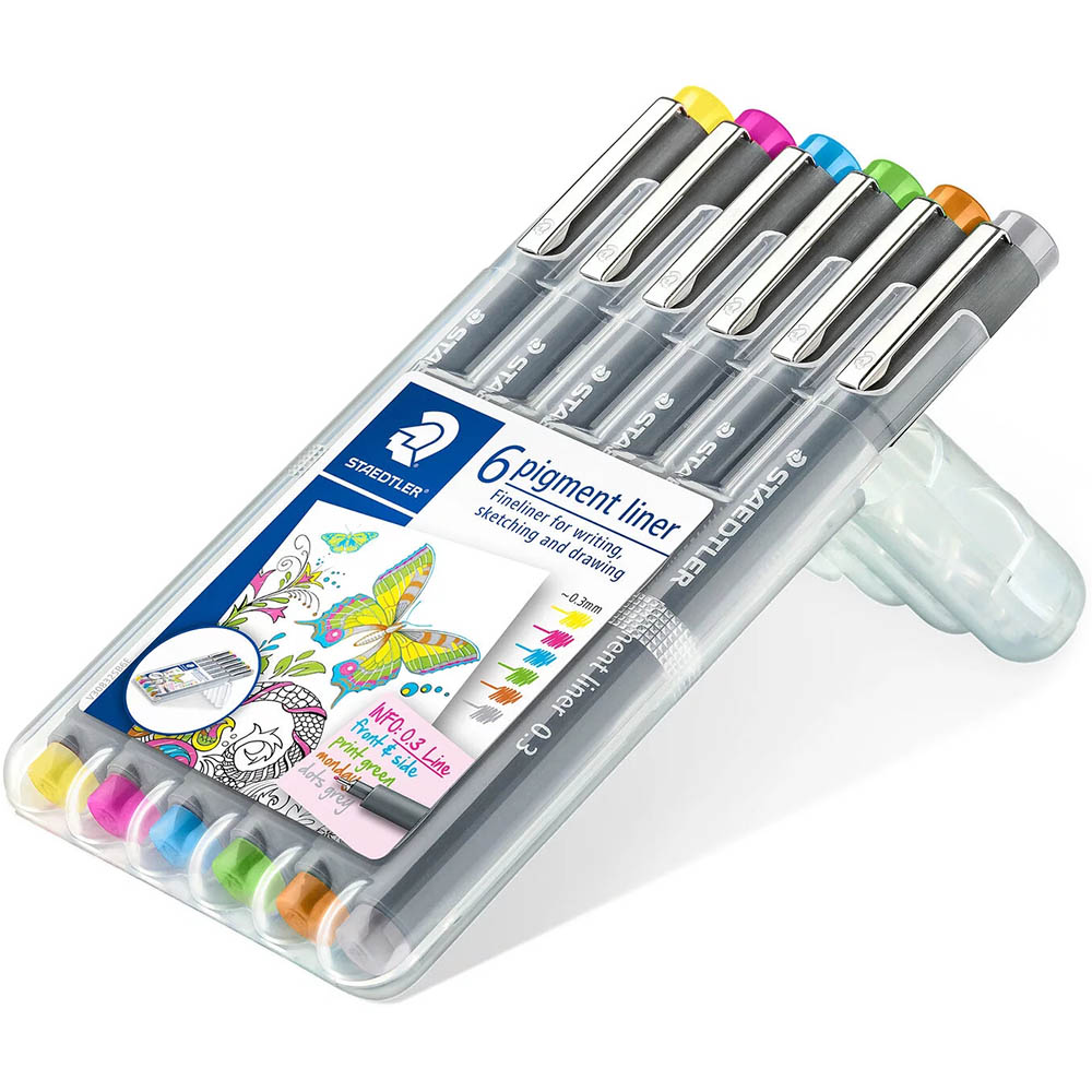 Image for STAEDTLER 308 PIGMENT LINER FINELINER 0.3MM ASSORTED PACK 6 from PaperChase Office National