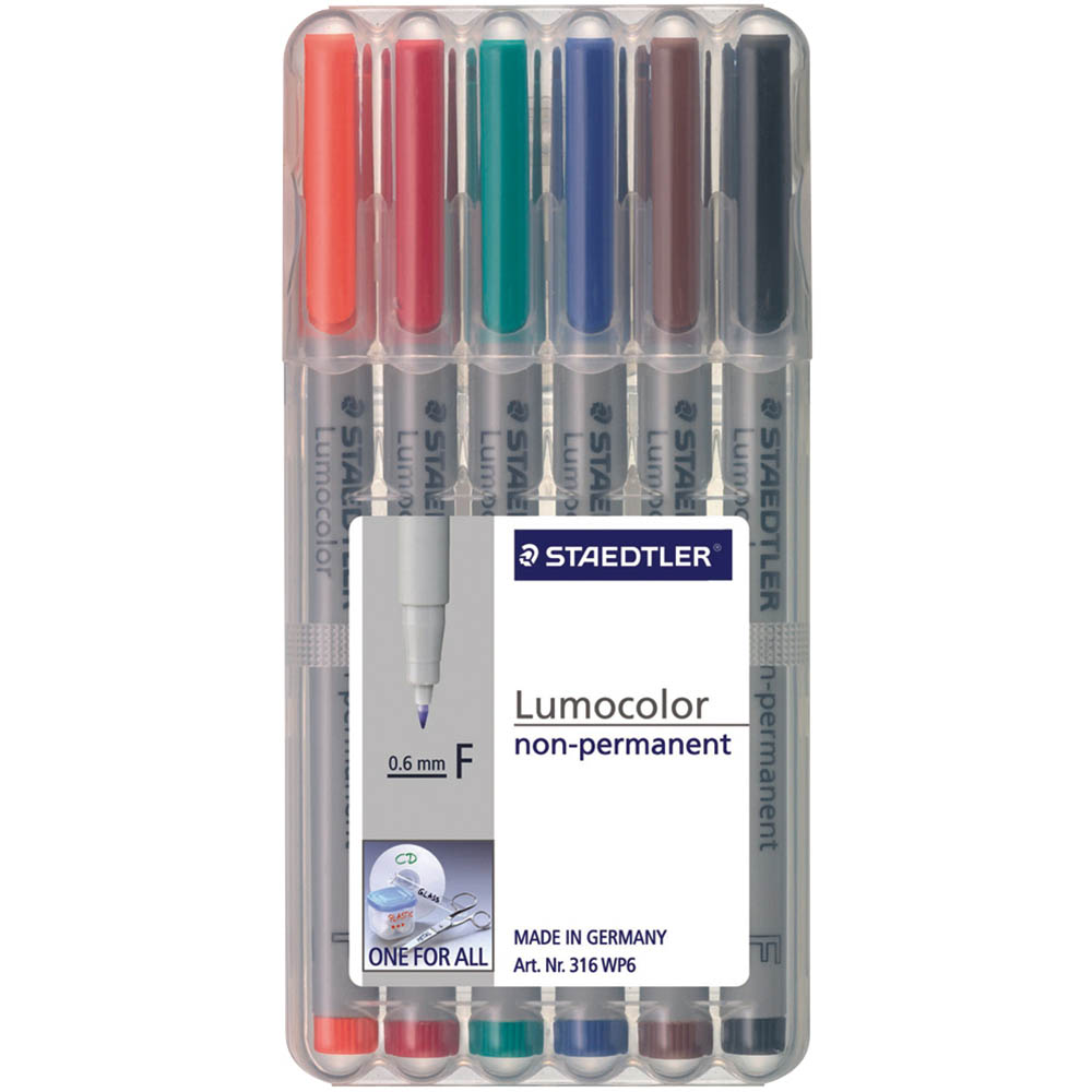 Image for STAEDTLER 316 LUMOCOLOR NON-PERMANENT MARKER FINE 0.6MM ASSORTED WALLET 6 from Office National Perth CBD