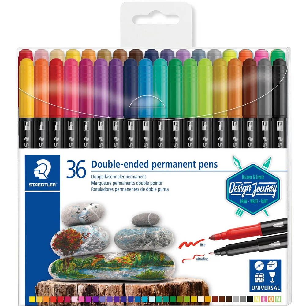 Image for STAEDTLER 3187 DOUBLE-ENDED PERMANENT PENS ASSORTED BOX 36 from Officebarn Office National