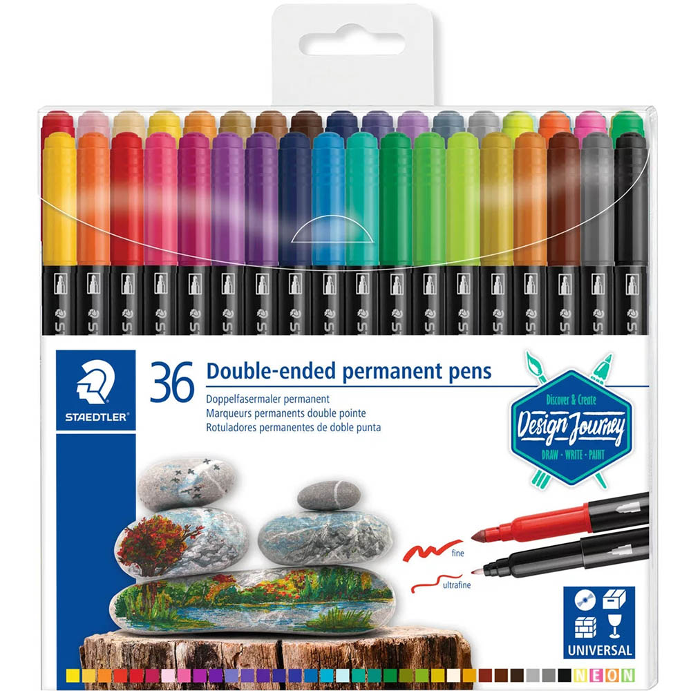 Image for STAEDTLER 3187 DOUBLE-ENDED PERMANENT PENS ASSORTED BOX 36 from Aztec Office National