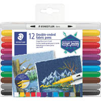 staedtler 3190 double-ended fabric pen markers assorted box 12