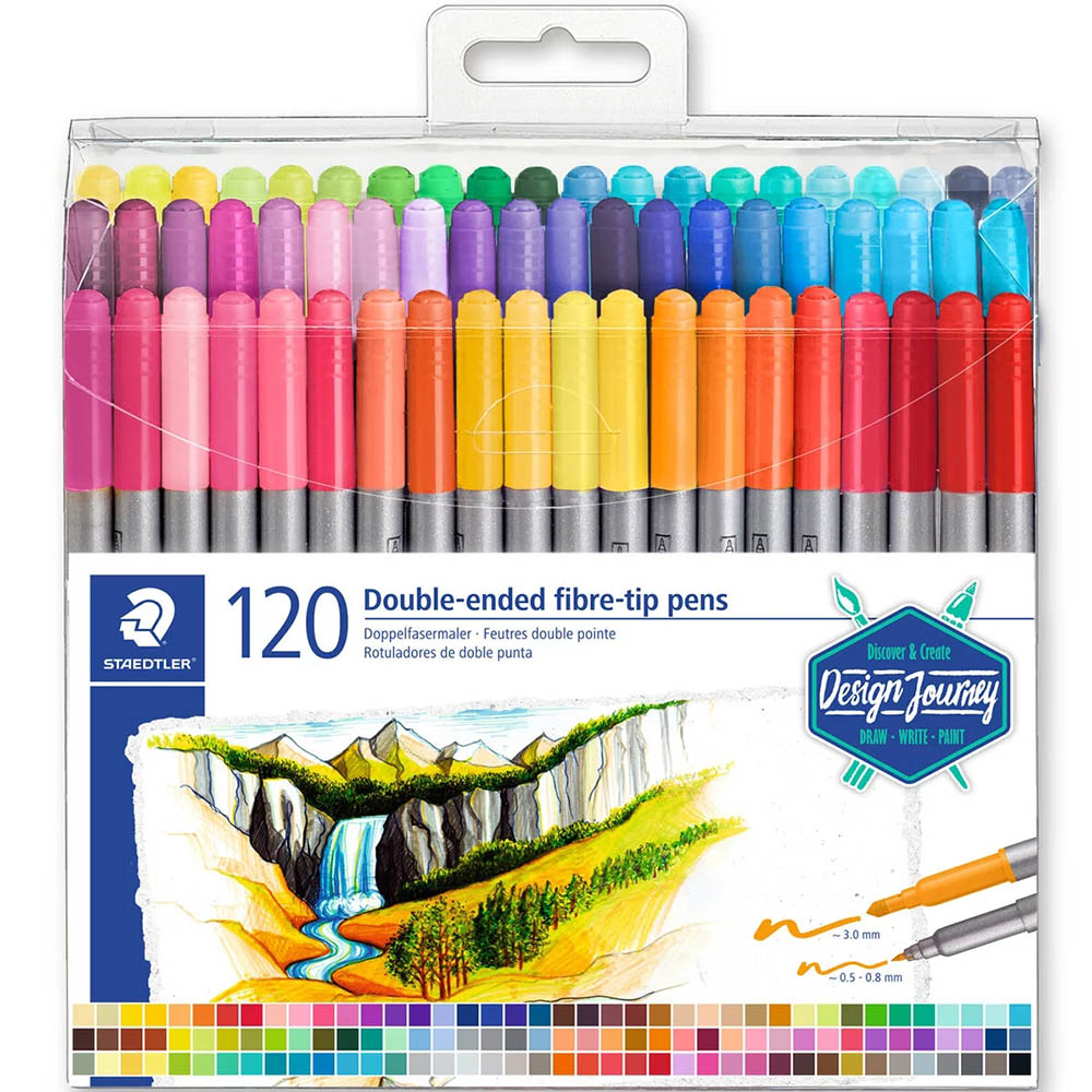 Image for STAEDTLER 3200 DOUBLE ENDED FIBRETIB PENS ASSORTED BOX 120 from Office National Perth CBD