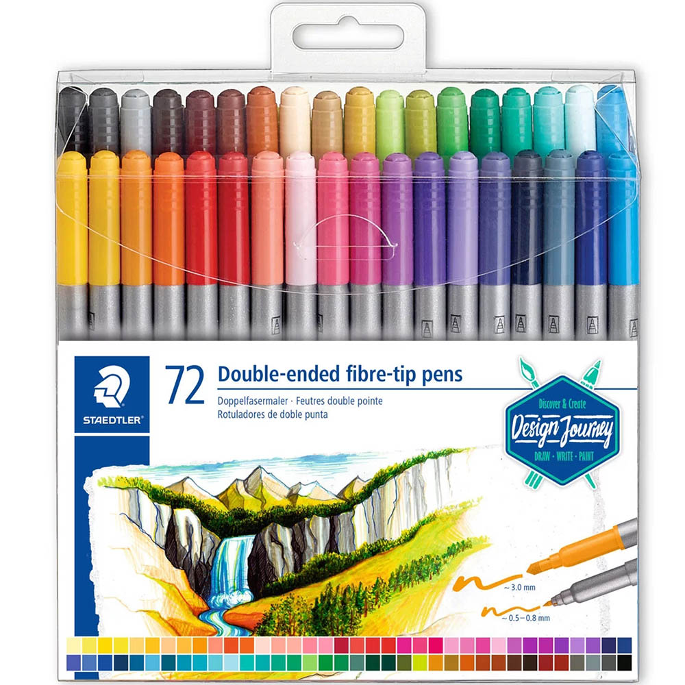 Image for STAEDTLER 3200 DOUBLE ENDED FIBRETIB PENS ASSORTED BOX 72 from Aztec Office National Melbourne