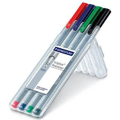 Image for STAEDTLER 334 TRIPLUS FINELINE PEN ASSORTED PACK 4 from OFFICE NATIONAL CANNING VALE