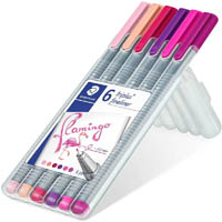 staedtler 334 triplus fineline pen flamingo colours pack 6