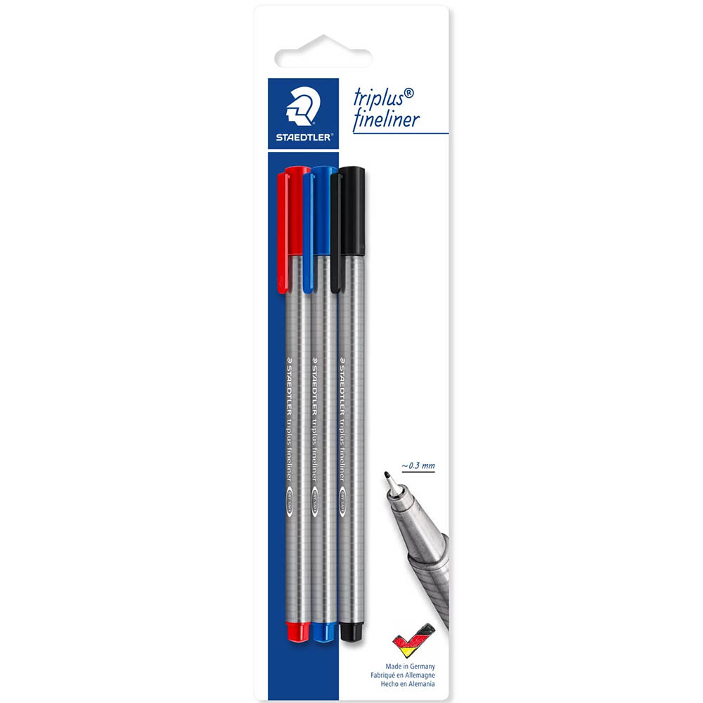 Image for STAEDTLER 334 TRIPLUS FINELINE PEN ASSORTED PACK 3 from PaperChase Office National