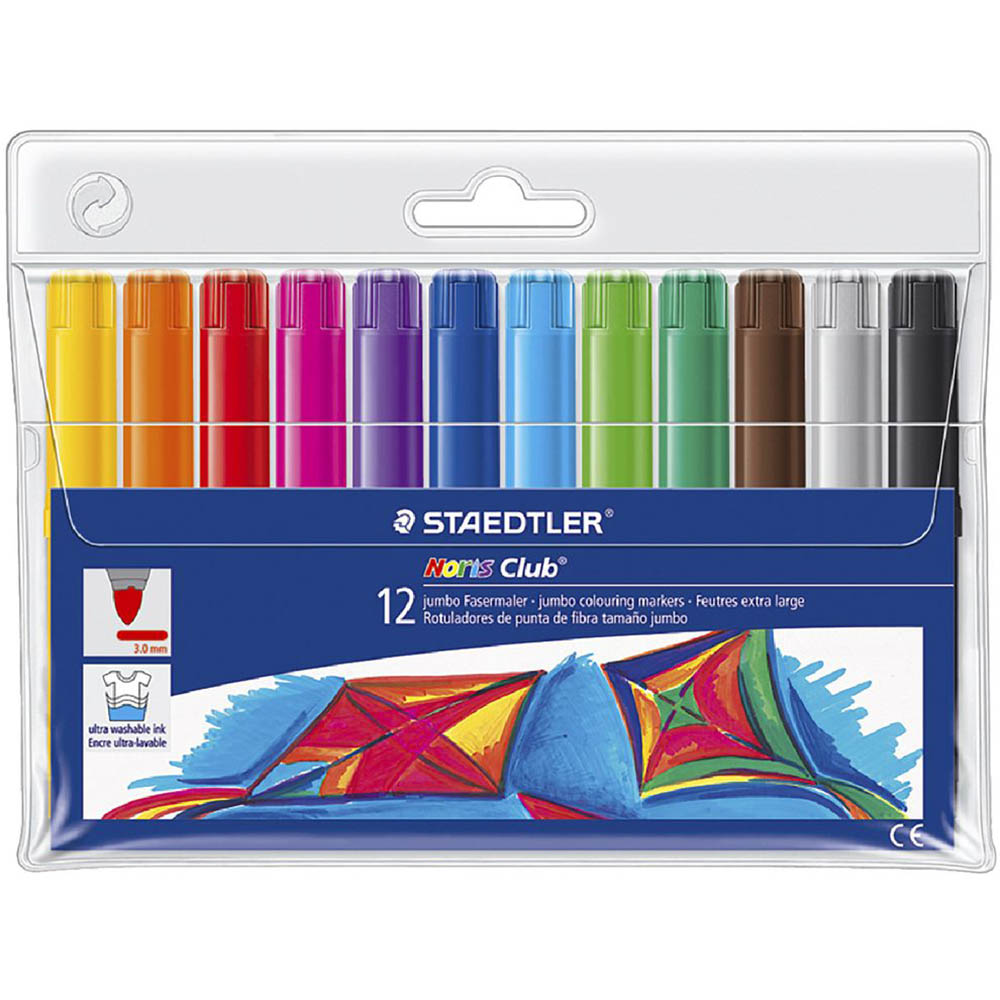 Image for STAEDTLER 340 NORIS CLUB JUMBO COLOURING MARKERS 3.0MM ASSORTED WALLET 12 from PaperChase Office National