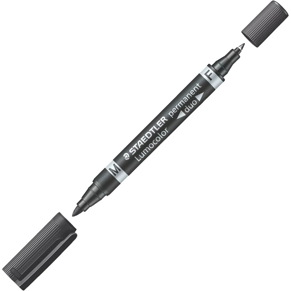 Image for STAEDTLER 348 LUMOCOLOR DUO PERMANENT MARKER BULLET 0.6MM/1.5MM BLACK from Mackay Business Machines (MBM) Office National