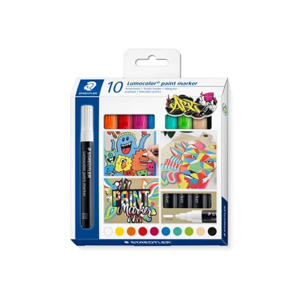 Image for STAEDTLER LUMOCOLOUR 349 PAINT MARKER 2.4MM ASSORTED PACK 10 from SBA Office National - Darwin