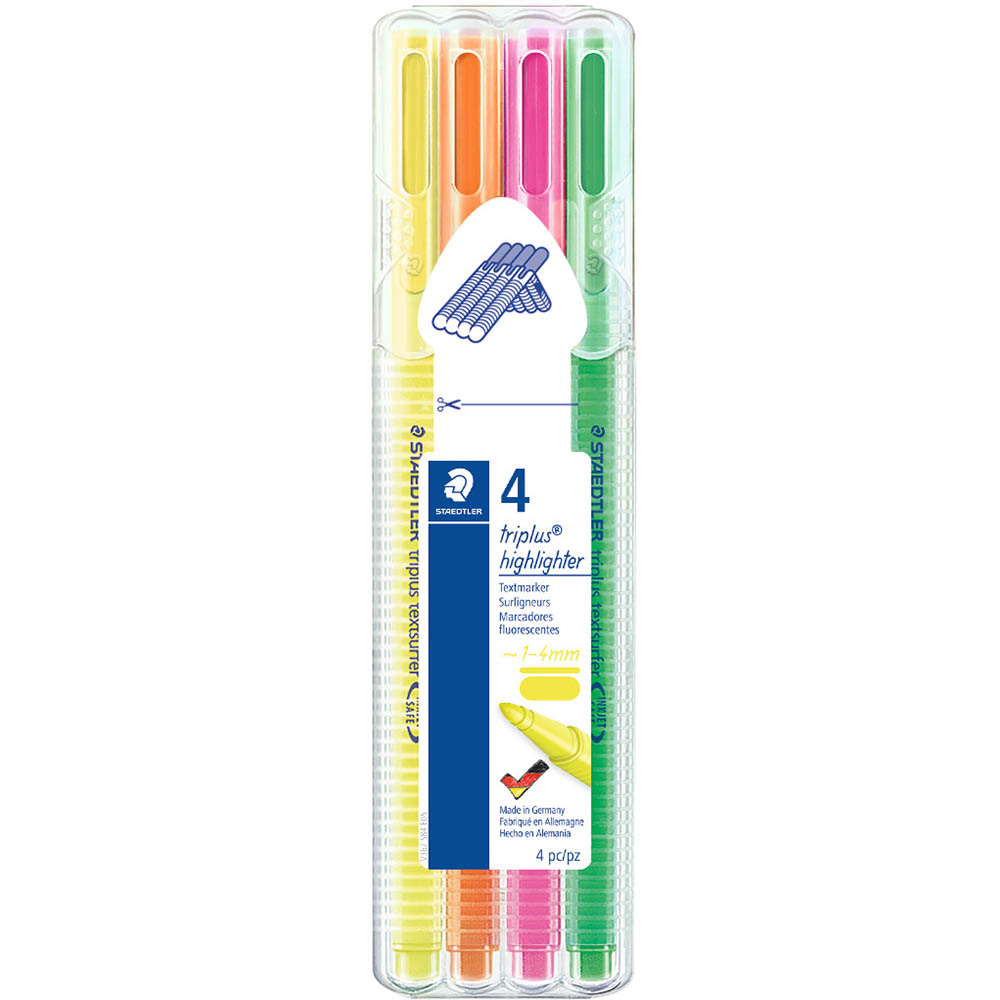 Image for STAEDTLER TRIPLUS TEXTSURFER HIGHLIGHTER ASSORTED PACK 4 from Office National Perth CBD