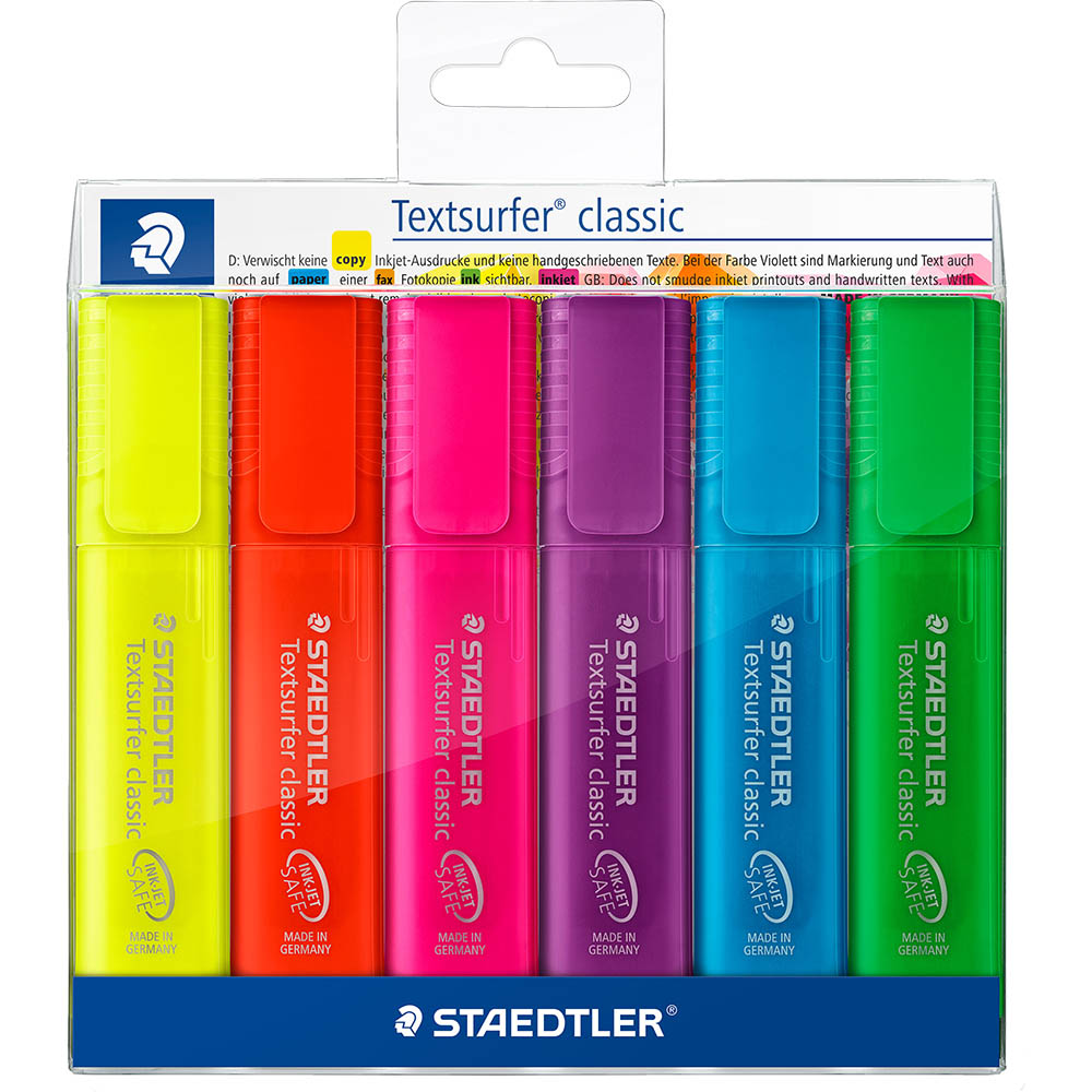Image for STAEDTLER 364 TEXTSURFER CLASSIC HIGHLIGHTER CHISEL ASSORTED PACK 6 from Complete Stationery Office National (Devonport & Burnie)