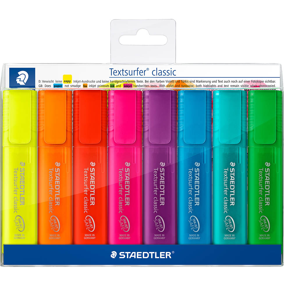 Image for STAEDTLER 364 TEXTSURFER CLASSIC HIGHLIGHTER CHISEL ASSORTED PACK 8 from Complete Stationery Office National (Devonport & Burnie)